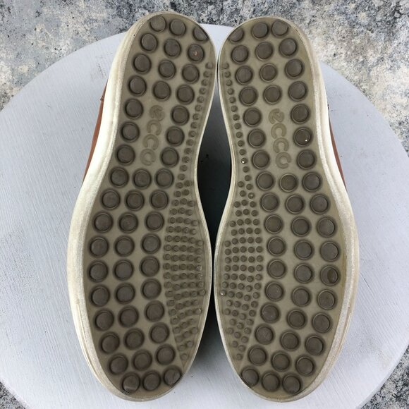 Ecco Men's Size 10 EXTRA WIDTH Soft 7 Brown Leather Lace-Up Low Top Sneakers - Picture 9 of 15